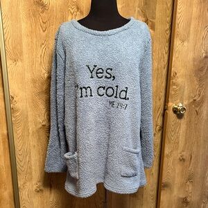 Blue Fleece Pullover with Pockets size Xl